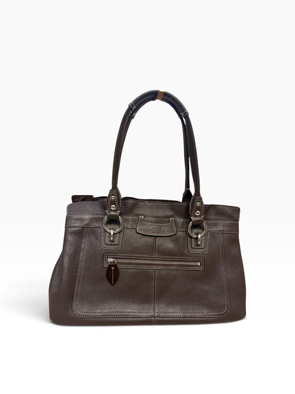Coach Penelope F14684 Dark Brown Pebbled Leather Shoulder Tote